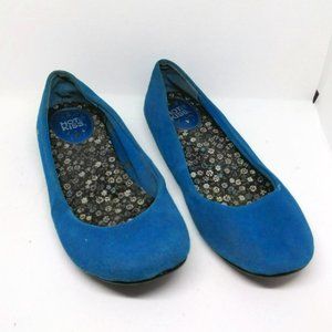 Hot Kiss Blue Suede Round Toe Ballet Flats
